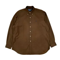 90s POLO RALPH LAUREN BLAKE シルク コットン ボタンダウンシャツ サイズ XL ブラウン 茶