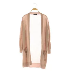 グリーンレーベルリラクシング ユナイテッドアローズ green label relaxing シルク ロング 14G カーディガン ニット 前開きトッパー F ピンクベージュ /AT ■OS