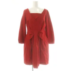 アナトリエ ANATELIER ワンピース ひざ丈 リボン 38 レッド /DF ■OS ■GY39 ■AX