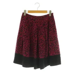 アナイ ANAYI レオパード柄 フレアスカート 膝丈 タック 切替 38 パープル /MY ■OS