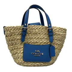 COACH(コーチ) トートバッグ スモール トート CJ519 ベージュ×ブルー レザー