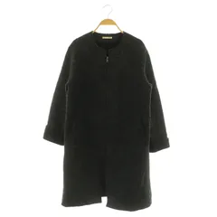 ファヴォリ favori ノーカラーコート ロング 裏起毛 ニット 38 ブラック /MY ■OS ■AX