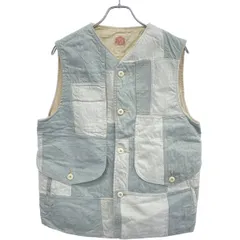 FUNSET OF ART ファンセットオブアート ブリーチバンダナパッチワークデニムベスト  アイスブルー M