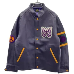 Needles ニードルズ 23AW LETTERMAN JACKET COWHIDE LTHR カウレザーレターマンジャケット NS078 パープル Sのサムネイル