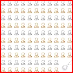 サムコス ヒートンキャップ 約200個セット 2色 ピンなし カン付き ヒートン ビーズキャップ 接合金具 DIY ハンドメイド ペンダント イヤリングパーツ 丸ヒートン ペンダント接続金具 アクセサリーパーツ