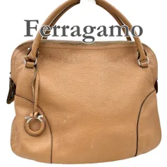Ferragamo ハンドバッグ ガンチーニ 本革 レザー ブラウン 1153T