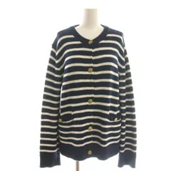 ザラ ZARA 金ボタン ボーダー ニットカーディガン EUR M 紺 白 /CX ■OS