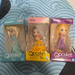 バンダイ ディズニー Q posket（キューポスケット） ミニチュア ガチャ (エルサ、ベル、カプンツェル)