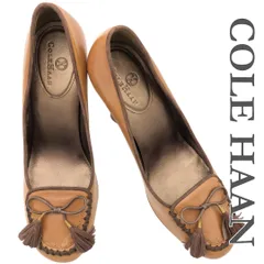COLE HAAN ハイヒール 本革 リボン タッセル キャメル 2023A
