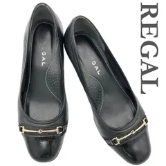 REGAL パンプス 本革 エナメル ホースビット ラウンドトゥ ブラック 2031A