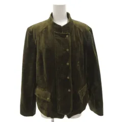 クリスチャンオジャール CHRISTIAN AUJARD ベロアジャケット ブルゾン スタンドカラー 金ボタン 15 カーキ /FF