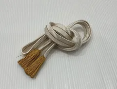 帯締/白/美品/撚り房/平組/8132