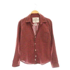 フランク&アイリーン Frank&Eileen コットンチェックシャツ 長袖 オープンカラー XXS 赤 レッド 黒 ブラック /AT ■OS