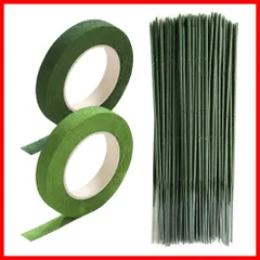 【即日発送】フラワーアレンジメントキット 造花テープ ダークグリーン ライトグリーン DIY 2巻入 フローラテープ 50本入 手芸 地巻ワイヤー 造花セット