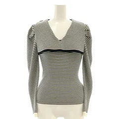 スナイデル SNIDEL スクエアカラーニットプルオーバー カットソー ボーダー F オフホワイト ブラック /DO ■OS