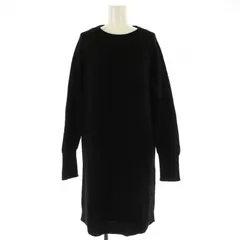 ヴァンソンエミレイユ  Vincent et Mireille ウール畦ニットワンピース クルーネック 長袖 ひざ丈 黒 ブラック /KO ■OS