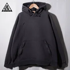 極上フェード ナイキ エーシージー NIKE ACG パーカー XL ブラック ロゴ刺繍 90s デザイン 裏毛 パイル ドローコード フェードブラック ストリート オーバーサイズ ビッグシルエット 古着 K320
