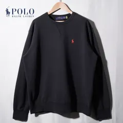 ポロラルフローレン POLO RALPH LAUREN スウェット L ブラック レッド ポニー刺繍 ワンポイント 90s 風 前Vガゼット 裏毛 ロゴ刺繍 ストリート アメカジ 古着 K221