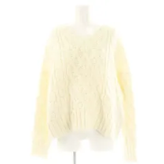 B&Y ユナイテッドアローズ BEAUTY&YOUTH ビューティー&ユース アクリルウールVネックケーブルニットプルオーバー セーター アイボリー /DO ■OS