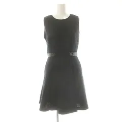 アリスオリビア alice + olivia ノースリーブ ツイードワンピース 膝丈 ネイビー /HK ■OS