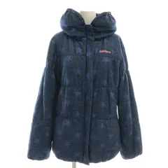 アディダスネオ adidas neo STライトパデッドジャケット 中綿ジャケット アウター 総柄 M ブルー ブラック /DF ■OS