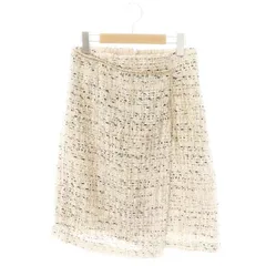 ジャスグリッティー JUSGLITTY 23AW チェーン付ツイードミニスカート タイト 2 白 ホワイト マルチカラー /YQ ■OS