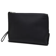 ロエベ　アナグラム Lジップ ポーチ　カーフレザー　ブラック　シルバー金具　クラッチ バッグ　C660Z81X01