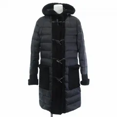 エンメティ EMMETI ダウンコート ダッフルコート ムートンレザー 切替 黒 ブラック 42 M位