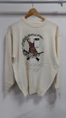 ｈ65◆ ニット 刺繍鹿の絵柄 メンズ  Lサイズ 、クリーム色ニット定価9800円