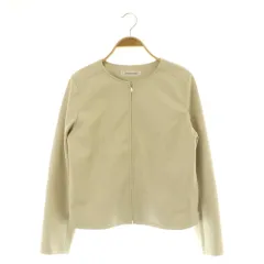 ナチュラルビューティーベーシック NATURAL BEAUTY BASIC フェイクレザーノーカラージャケット ジップアップ M ベージュ /MY ■OS