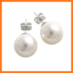 【新品】 一粒 パールピアス イヤリング 14mm 16mm 大粒 シンプル 冠婚葬祭 結婚式 二次会 卒業式 入学式 チタンポスト レディース アクセサリー p1163a-s-p 0