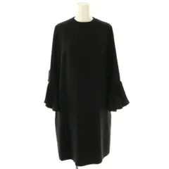 ルシェルブルー LE CIEL BLEU 袖フリルデザインワンピース ひざ丈 長袖 36 黒 ブラック /AT ■OS