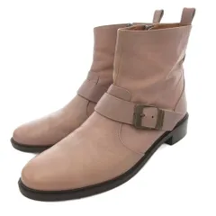 オデットエオディール Odette e Odile アローズ ショートブーツ 37 レザー ベルト ローヒール サイドジップ ベージュ /AE