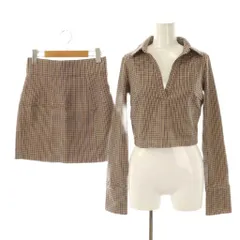 ザラ ZARA セットアップ チェック トップス カットソー スカート USAS マルチカラー /DO ■OS