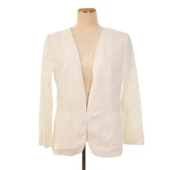 23区 オンワード樫山 vingt-trois リネン ノーカラー ジャケット 長袖 38 白 ホワイト ■FY