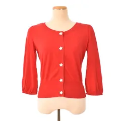 エムズグレイシー M'S GRACY 花ボタン カーディガン 長袖 40 赤 レッド ■FY