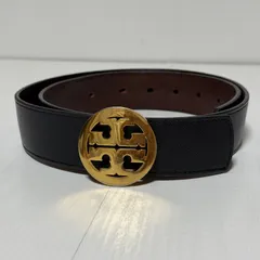 TORY BURCH トリーバーチ レザーベルト ゴールドロゴ金具 ブラック メンズ レディース ユニセックス 男女兼用 A6