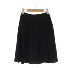 ハロッズ Harrods プリーツスカート 膝丈 カシミヤ混 2 ブラック /HK ■OS
