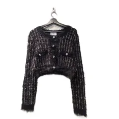 ザラ ZARA ニットカーディガン ビジュー 長袖 S 黒 ブラック ■FY