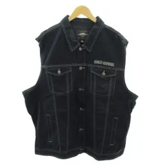 ハーレーダビッドソン HARLEY DAVIDSON ボタン ベスト イーグル ロゴ バック刺繍 3XL 黒 ブラック 0109
