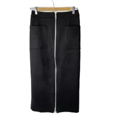 ザラ ZARA フェイクスエードスカート タイト ダブルジップ ロング XS ブラック ■FY