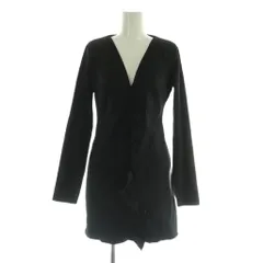 ザラトラファ ZARA trf フリル ミニワンピース 長袖 ストレッチ USA M ブラック /MY ■OS