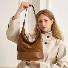 レザーバッグ レディース ショルダーバッグ 斜め掛け 牛革 新作 軽奢華 高級感 バケットバッグ