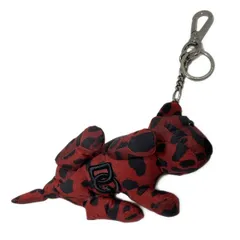 DOLCE&GABBANA(ドルチェアンドガッバーナ) キーホルダー(チャーム)美品  - レッド×黒×シルバー ヒョウ(豹)/キーリング付き