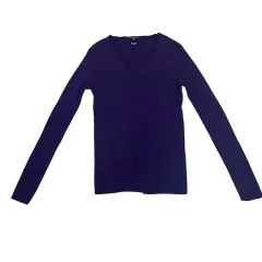 Massimo Dutti Vネック ウールニット M PURPLE パープル