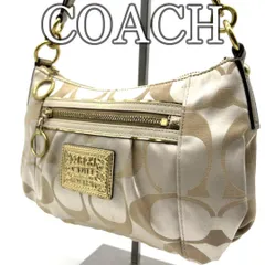 COACH コーチ ポピー ショルダーバッグ 2WAY アクセサリーポーチ シグネチャー キャンバス ベージュ ゴールド金具 ミニバッグ Y2K テイスト ストラップ欠品