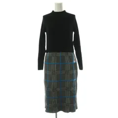 チェスティ Chesty ニットワンピース 長袖 ミモレ ロング 切替 F 黒 白 青 /NR ■OS