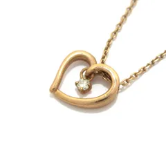 4℃(ヨンドシー) ネックレス - K10PG×ダイヤモンド 1Pダイヤ/ダイヤ約0.03カラット/ハート