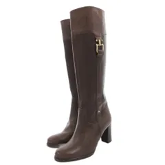 ダイアナ DIANA ロングブーツ ヒール サイドジップ レザー 22cm 茶 ブラウン /GV