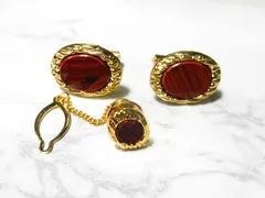 天然石 レッドジャスパータイピン・カフスボタンセット　　260101047